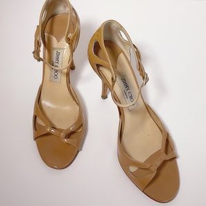 Jimmy Choo Tan Patent Leather Sandals